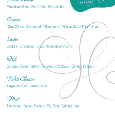 Menu de degustação do Chef